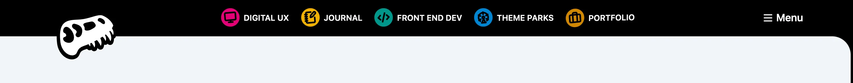 The non-homepage header showing popular categories with their new icons